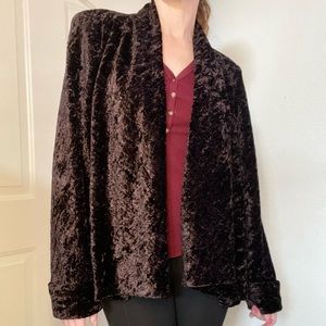 Connected Black Crushed Velvet Women's Swing Coat Size L